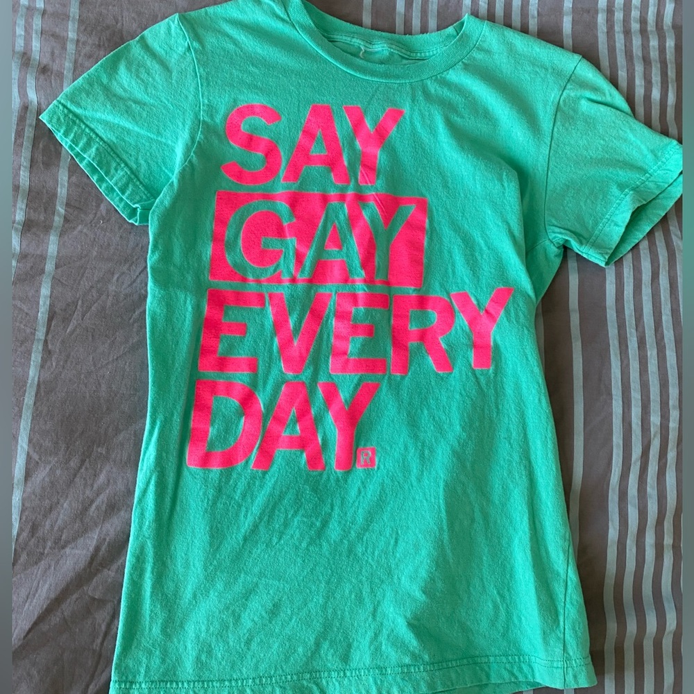 Girls T-Shirt Size 10/12 Teal and Pink